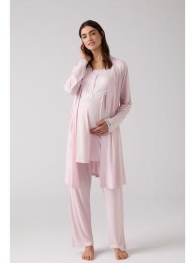 Merci Marya 1010 PEMBE Viskon Sabahlıklı Lohusa Pijama Takımı 