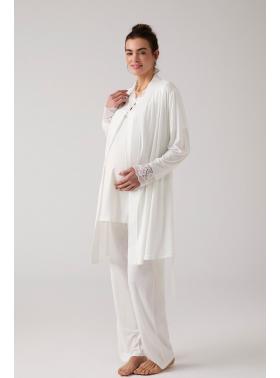 Merci Marya Dantelli Emzirme Özellikli Lohusa Pijama ve Sabahlık Takımı 1020E
