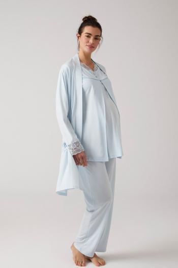 Merci Marya Dantelli Emzirme Özellikli Lohusa Pijama ve Sabahlık Takımı 1020M