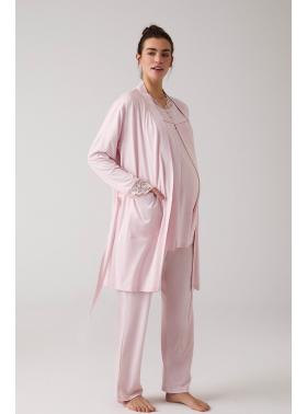 Merci Marya Dantelli Emzirme Özellikli Lohusa Pijama ve Sabahlık Takımı 1020P