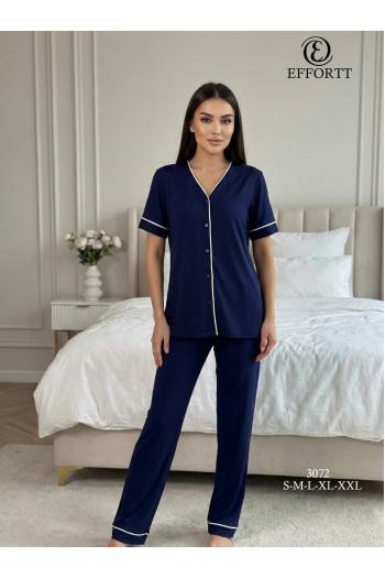 Effortt 3072L Önden Düğmeli Pijama Takımı