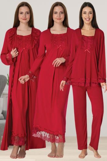 Effortt 3046 VİŞNE Dantelli 4lü Hamile Lohusa Seti