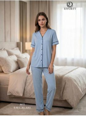 Effortt 3072M Önden Düğmeli Pijama Takımı