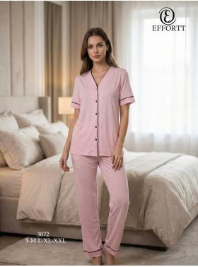 Effortt 3072P Önden Düğmeli Pijama Takımı