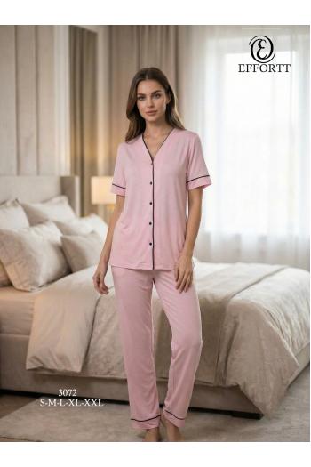 Effortt 3072P Önden Düğmeli Pijama Takımı