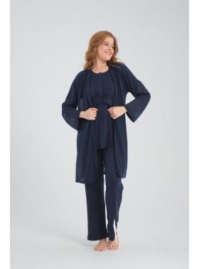 RİMEL Sabahlıklı Güpür Detaylı Lohusa Pijama Takımı 2384