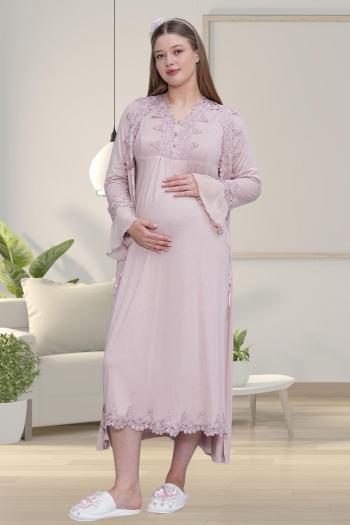 MECİT Pudra 1518 Sabahlıklı Lohusa Gecelik Takımı