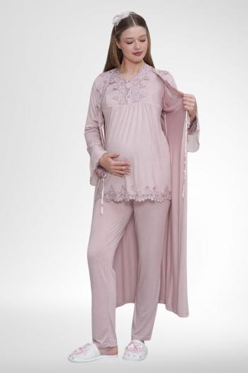 Mecit 1517 Pudra Sabahlıklı Hamile Lohusa Pijama Takımı