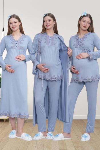 MECİT 1519 MAVİ 4 Parça Lohusa Set MECİT 1519 MAVİ 4 Parça Lohusa Set