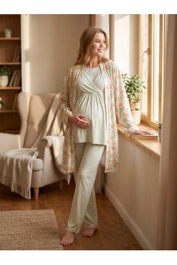 RİMEL Kısa Kollu Biyeli Kruvaze Yaka Lohusa Pijama ve Desenli Sabahlık Takımı - 713 RİMEL Kısa Kollu Biyeli Kruvaze Yaka Lohusa Pijama ve Desenli Sabahlık Takımı - 713