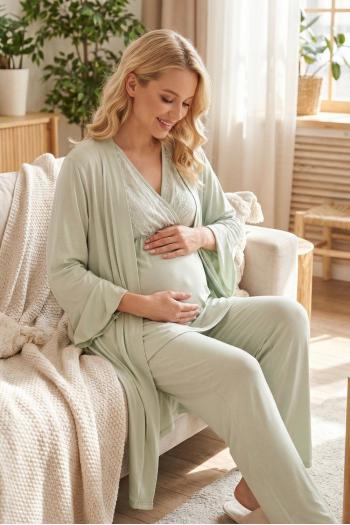 RİMEL Kısa Kollu Sabahlıklı Dantel Biyeli Kruvaze Lohusa Pijama Takımı-2032 RİMEL Kısa Kollu Sabahlıklı Dantel Biyeli Kruvaze Lohusa Pijama Takımı-2032