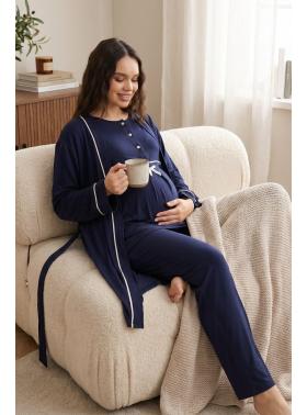 RİMEL Kısa Kollu Biyeli Lohusa Pijama ve Sabahlık Takımı  509