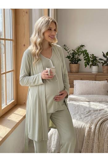 RİMEL Kısa Kollu Sabahlıklı Lohusa Pijama Takımı-2039 RİMEL Kısa Kollu Sabahlıklı Lohusa Pijama Takımı-2039
