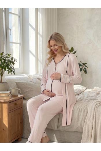RİMEL Kısa Kollu Sabahlıklı Lohusa Pijama Takımı-2038 RİMEL Kısa Kollu Sabahlıklı Lohusa Pijama Takımı-2038