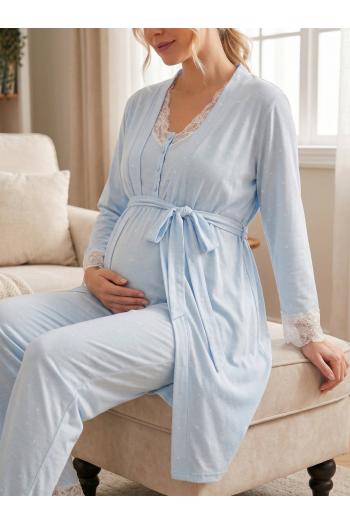 RİMEL Kısa Kollu Sabahlıklı Lohusa Pijama Takımı-2060 RİMEL Kısa Kollu Sabahlıklı Lohusa Pijama Takımı-2060