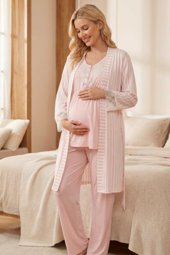 RİMEL Kısa Kollu Sabahlıklı Lohusa Pijama Takımı-2053 RİMEL Kısa Kollu Sabahlıklı Lohusa Pijama Takımı-2053