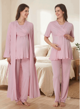 Effortt 3034P Sabahlıklı Hamile Lohusa Pijama Takımı