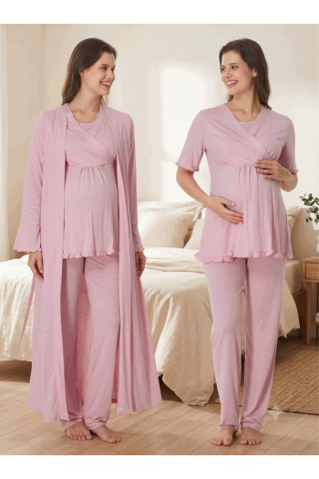 Effortt 3034P Sabahlıklı Hamile Lohusa Pijama Takımı
