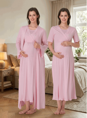 Effortt 3035P Sabahlıklı Lohusa Gecelik Takımı