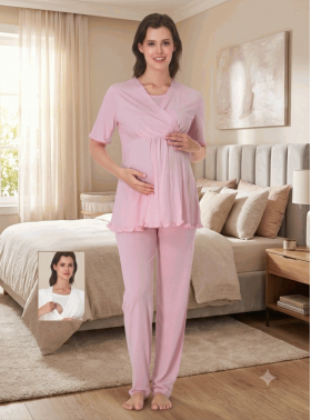 Effortt 3032P Hamile Lohusa Pijama Takımı