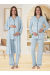 Effortt 5074 Mavi Düğmeli Sabahlıklı Lohusa Pijama Takımı