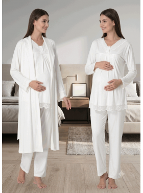 Effortt 4034 Dantelli Lohusa Pijama Takım Sabahlık