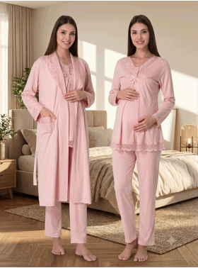 Effortt 4034 Dantelli Lohusa Pijama Takım Sabahlık