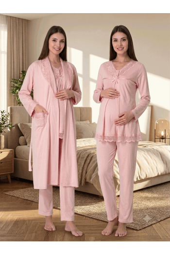 Effortt 4034 Dantelli Lohusa Pijama Takım Sabahlık