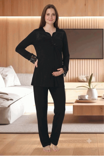 Effortt 4082 SİYAH Hamile Lohusa Pijama Takımı Effortt 4082 SİYAH Hamile Lohusa Pijama Takımı