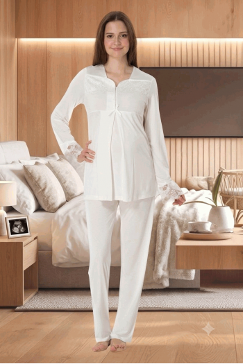 Effortt 4082 Ekru Hamile Lohusa Pijama Takımı Effortt 4082 Ekru Hamile Lohusa Pijama Takımı