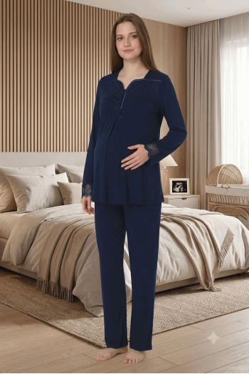 Effortt 4082 LACİVERT Hamile Lohusa Pijama Takımı Effortt 4082 LACİVERT Hamile Lohusa Pijama Takımı