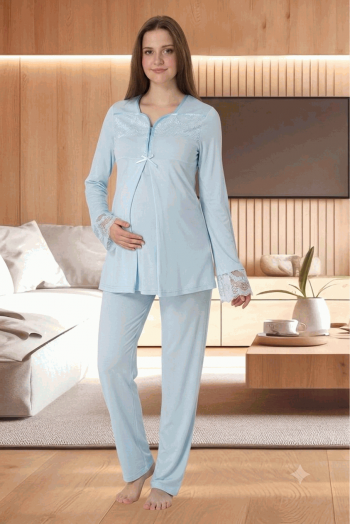 Effortt 4082 MAVİ Hamile Lohusa Pijama Takımı Effortt 4082 MAVİ Hamile Lohusa Pijama Takımı