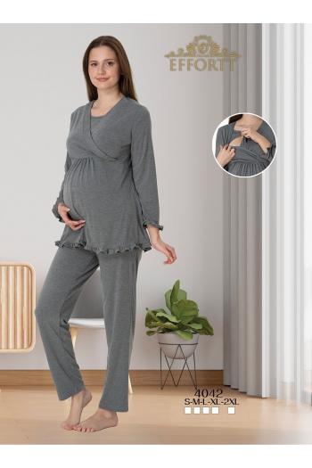 Effortt 4042 Antrasit Gizli Emzirme Özellikli Lohusa Pijama Takımı