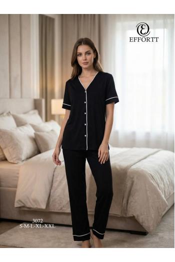 Effortt 3072S Önden Düğmeli Pijama Takımı