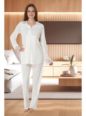 Effortt 4082 Ekru Hamile Lohusa Pijama Takımı