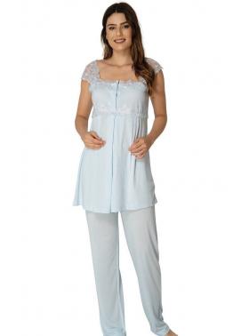 Effortt 2303M MAVİ Lohusa Pijama Takım