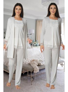 Effortt 3044 EKRU Lohusa Hamile Pijama Takım Sabahlık