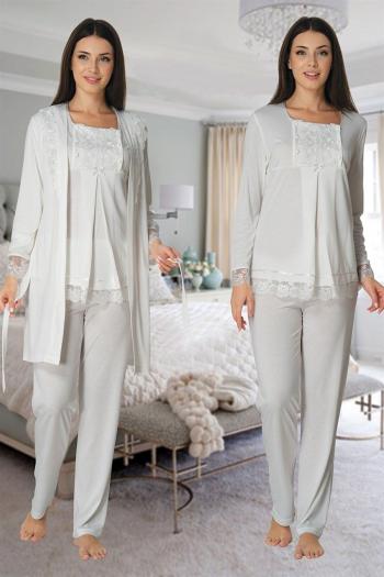 Effortt 3044 EKRU Lohusa Hamile Pijama Takım Sabahlık Effortt 3044 EKRU Lohusa Hamile Pijama Takım Sabahlık
