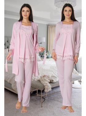 Effortt 3044 PEMBE Lohusa Hamile Pijama Takım Sabahlık