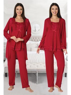 Effortt 3044 VİŞNE Lohusa Hamile Pijama Takım Sabahlık