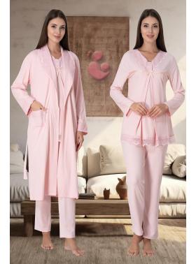 Effortt 4034 Dantelli Lohusa Pijama Takım Sabahlık