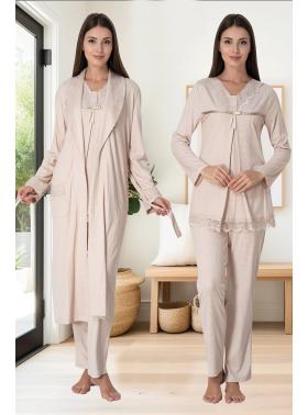 Effortt 4034 Dantelli Lohusa Pijama Takım Sabahlık