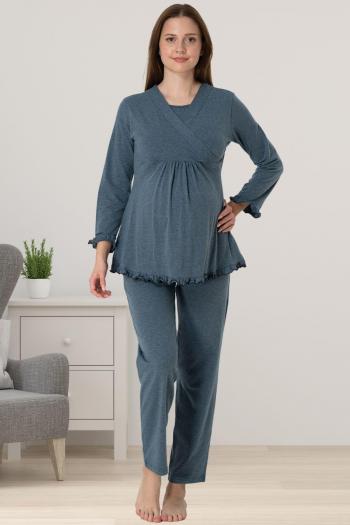 Effortt 4042 Melanj Gizli Emzirme Özellikli Lohusa Pijama Takımı