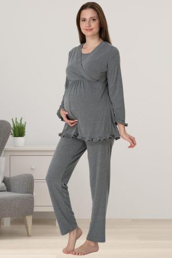 Effortt 4042 Antrasit Gizli Emzirme Özellikli Lohusa Pijama Takımı Effortt 4042 Antrasit Gizli Emzirme Özellikli Lohusa Pijama Takımı
