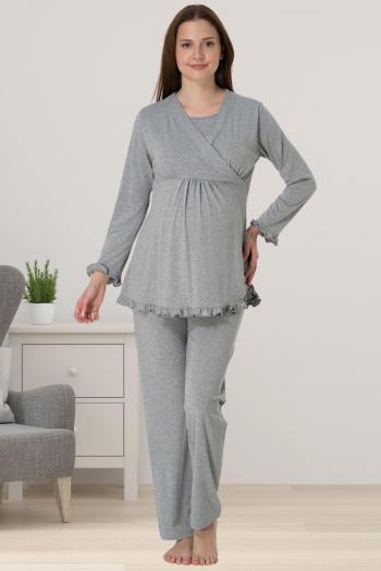 Effortt 4042 Gri Gizli Emzirme Özellikli Lohusa Pijama Takımı Effortt 4042 Gri Gizli Emzirme Özellikli Lohusa Pijama Takımı