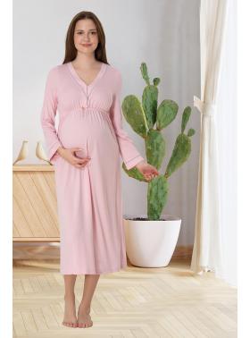 Effortt 4053 Pembe Biye Detaylı Lohusa Gecelik