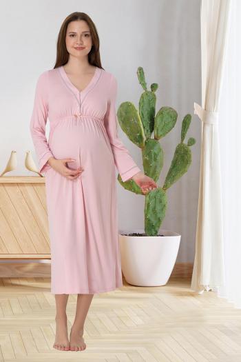 Effortt 4053 Pembe Biye Detaylı Lohusa Gecelik