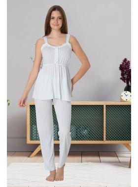 Effortt 4092 Mavi Askılı Lohusa Pijama Takımı