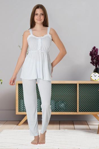 Effortt 4092 Mavi Askılı Lohusa Pijama Takımı