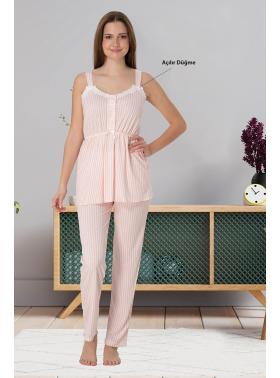 Effortt 4092 Pudra Askılı Lohusa Pijama Takımı